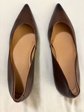 Women's Pointed Toe Brown Leather Flats